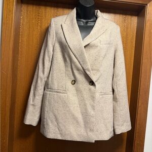 H&M Beige Double-Breasted Blazer